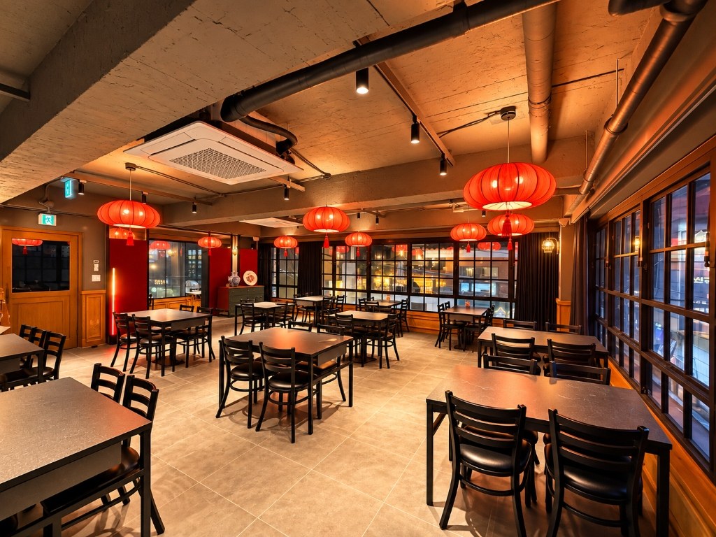 Lively Atmosphere Framed with Traditional Lanterns
